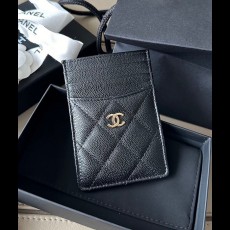 클래식 캐비어 버티컬 카드홀더 금장