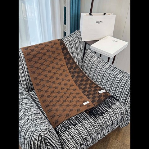 celin* 모노그램 캐시미어 프린지드 스카프