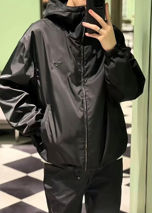 prad* 리나일론 로고 패치 나일론 재킷
