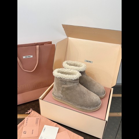 miu mi* 스웨이드 시어링 부티