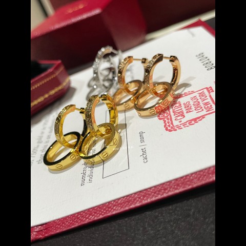 carti*r 러브 더블 링 파베 귀걸이