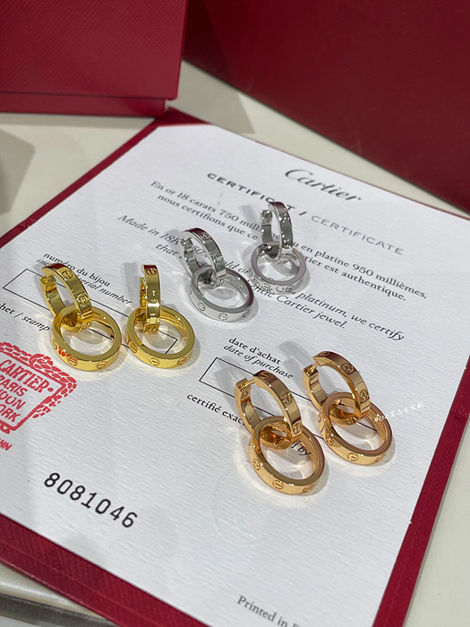 carti*r 러브 더블 링 귀걸이