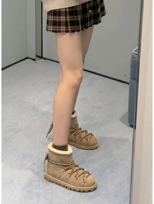 miu mi* 스웨이드 시어링 레이스업 [정품급]